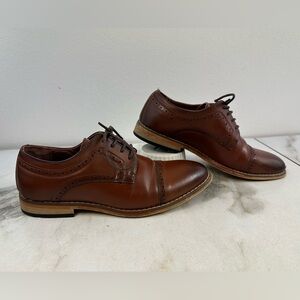 Stacy Adams Boys' Brown Faux Leather Lace Up Oxford Dress Shoes, Sz 3